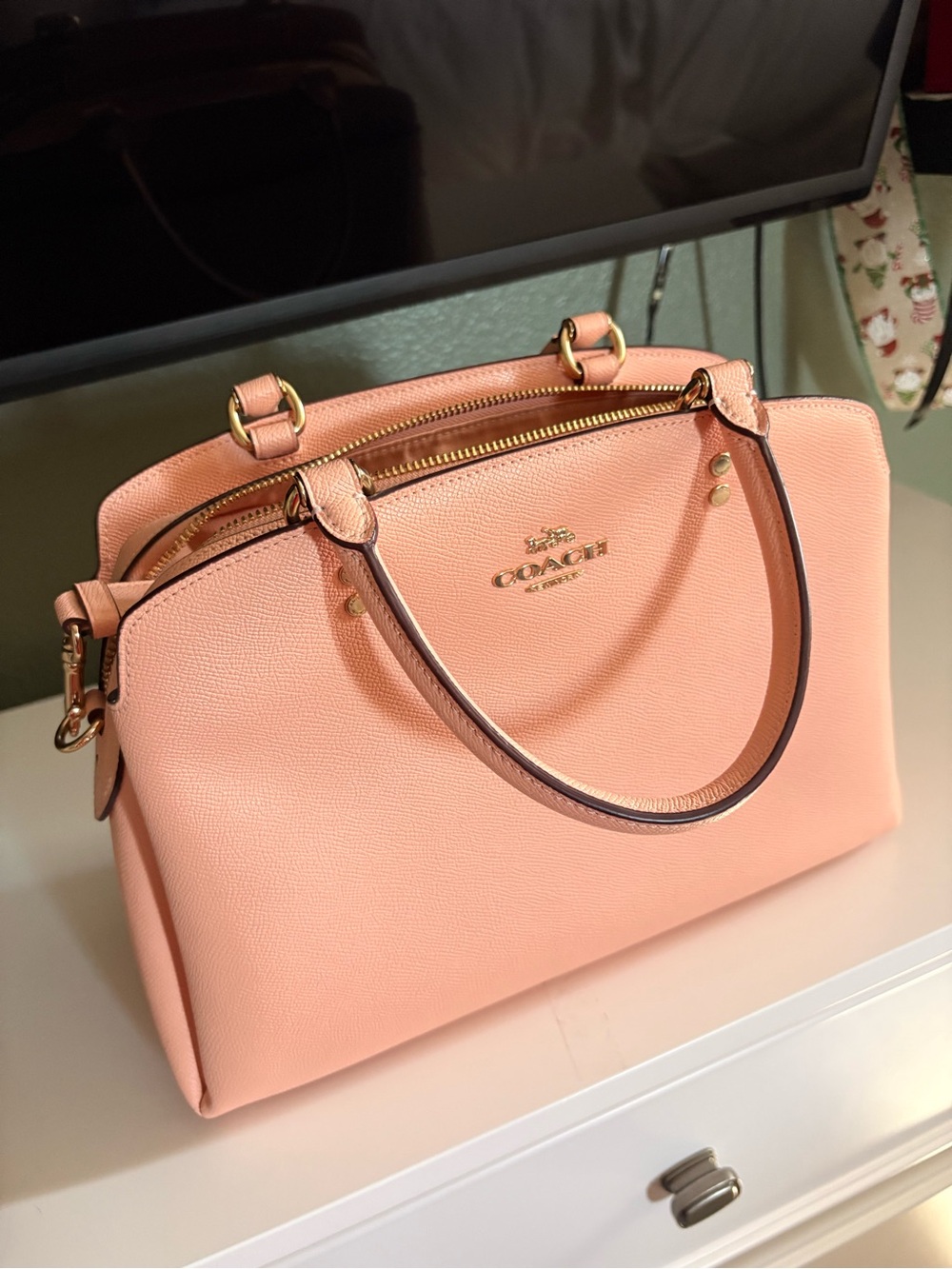 Coach Pebbled Leather Satchel in Blush